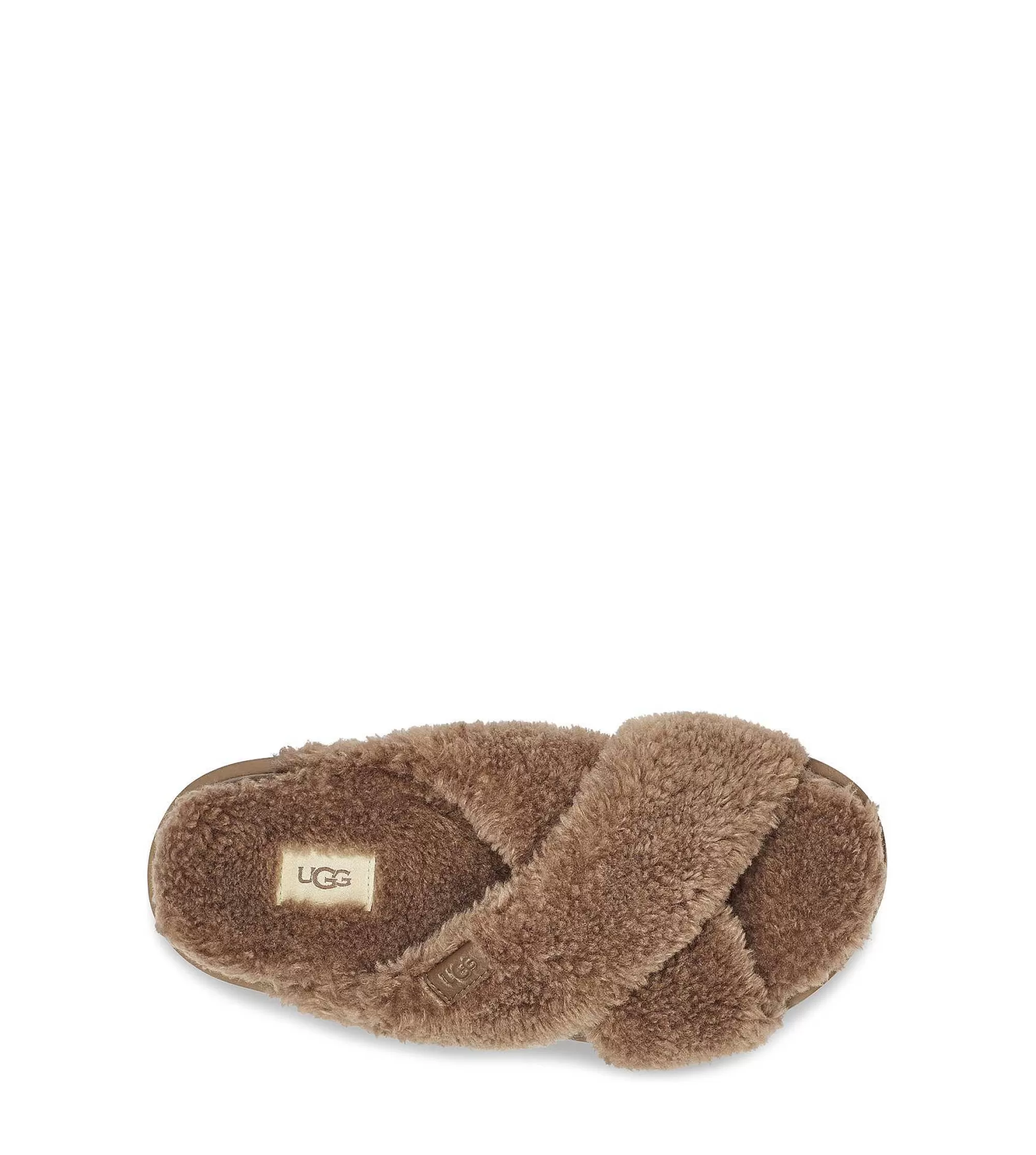 Dames UGG Slippers | Fuzz Sugar Cross-glijbaan, Hickory