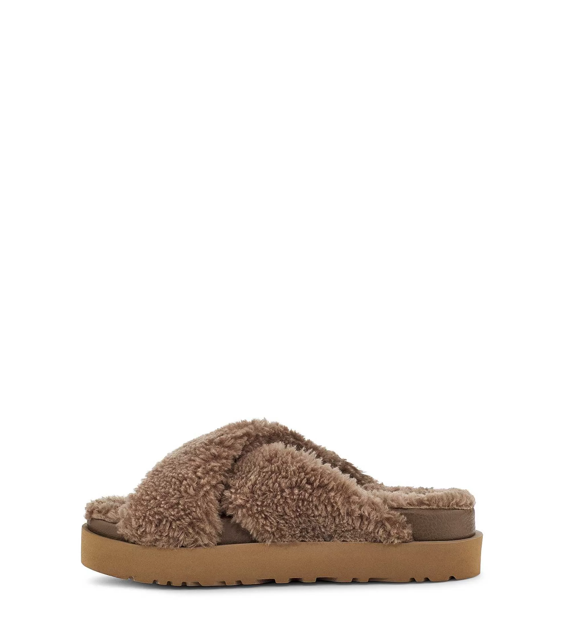 Dames UGG Slippers | Fuzz Sugar Cross-glijbaan, Hickory