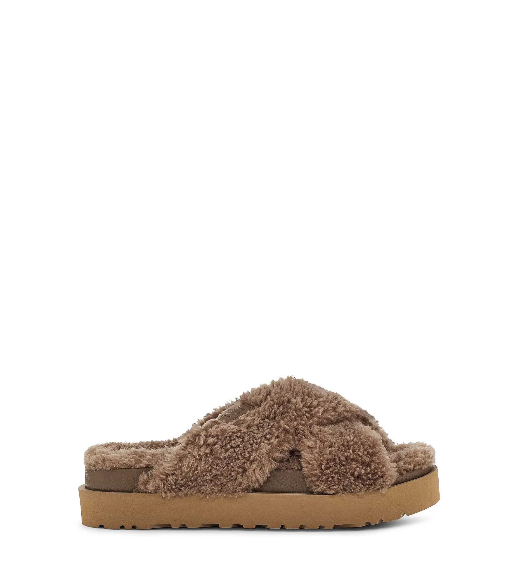 Dames UGG Slippers | Fuzz Sugar Cross-glijbaan, Hickory