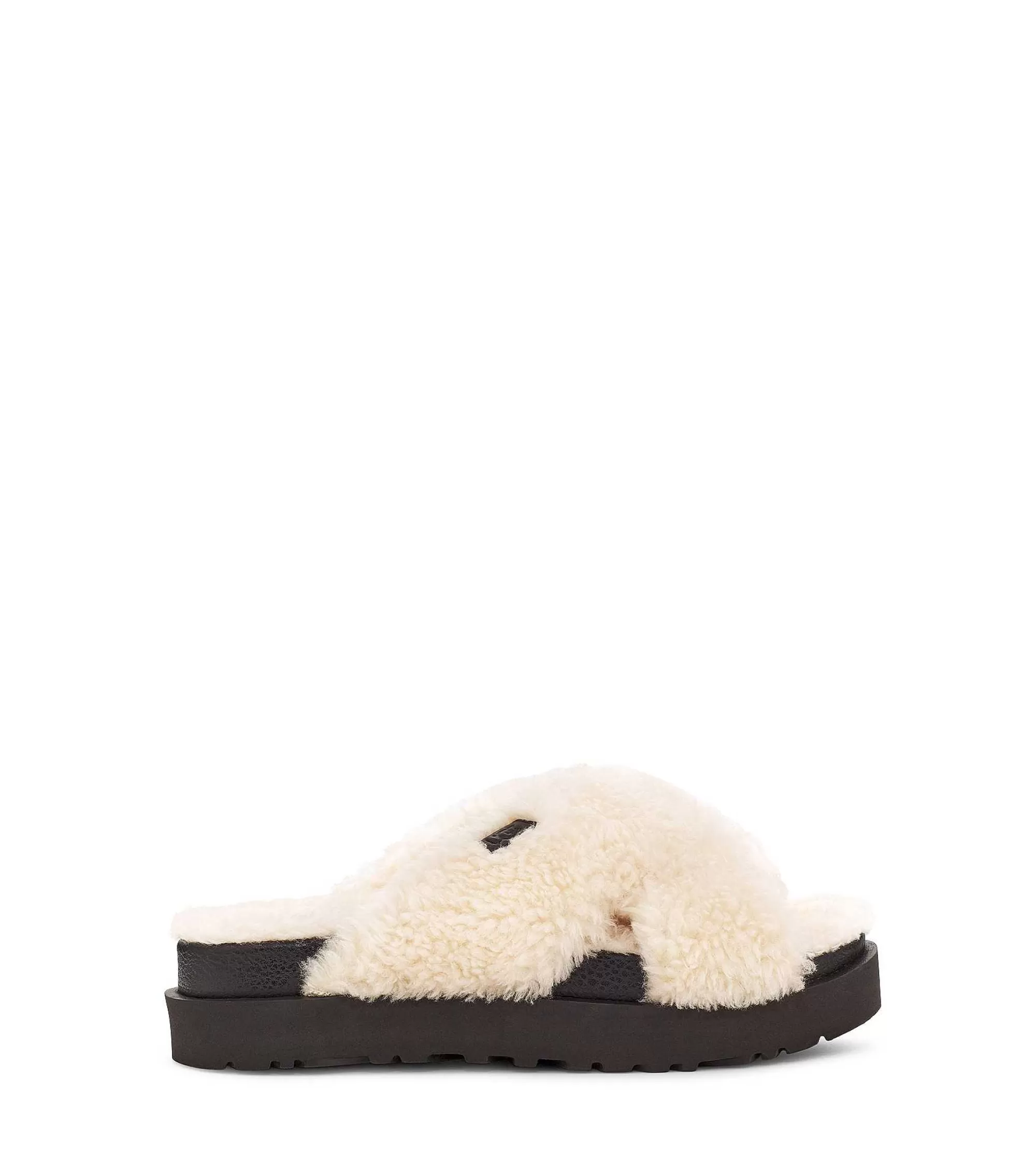 Dames UGG Slippers | Fuzz Sugar dwarsglijbaan Naturel / Zwart