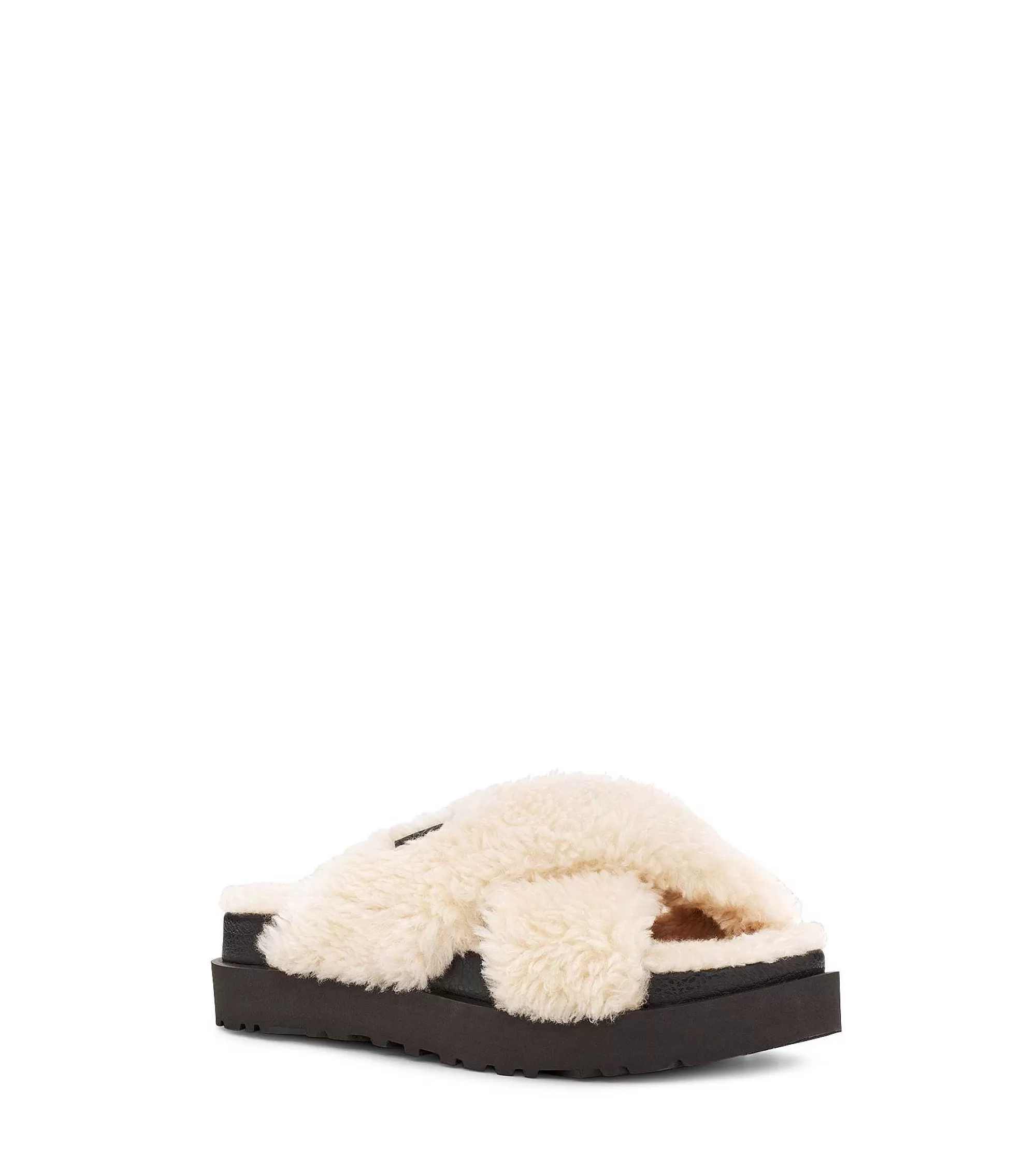 Dames UGG Slippers | Fuzz Sugar dwarsglijbaan Naturel / Zwart