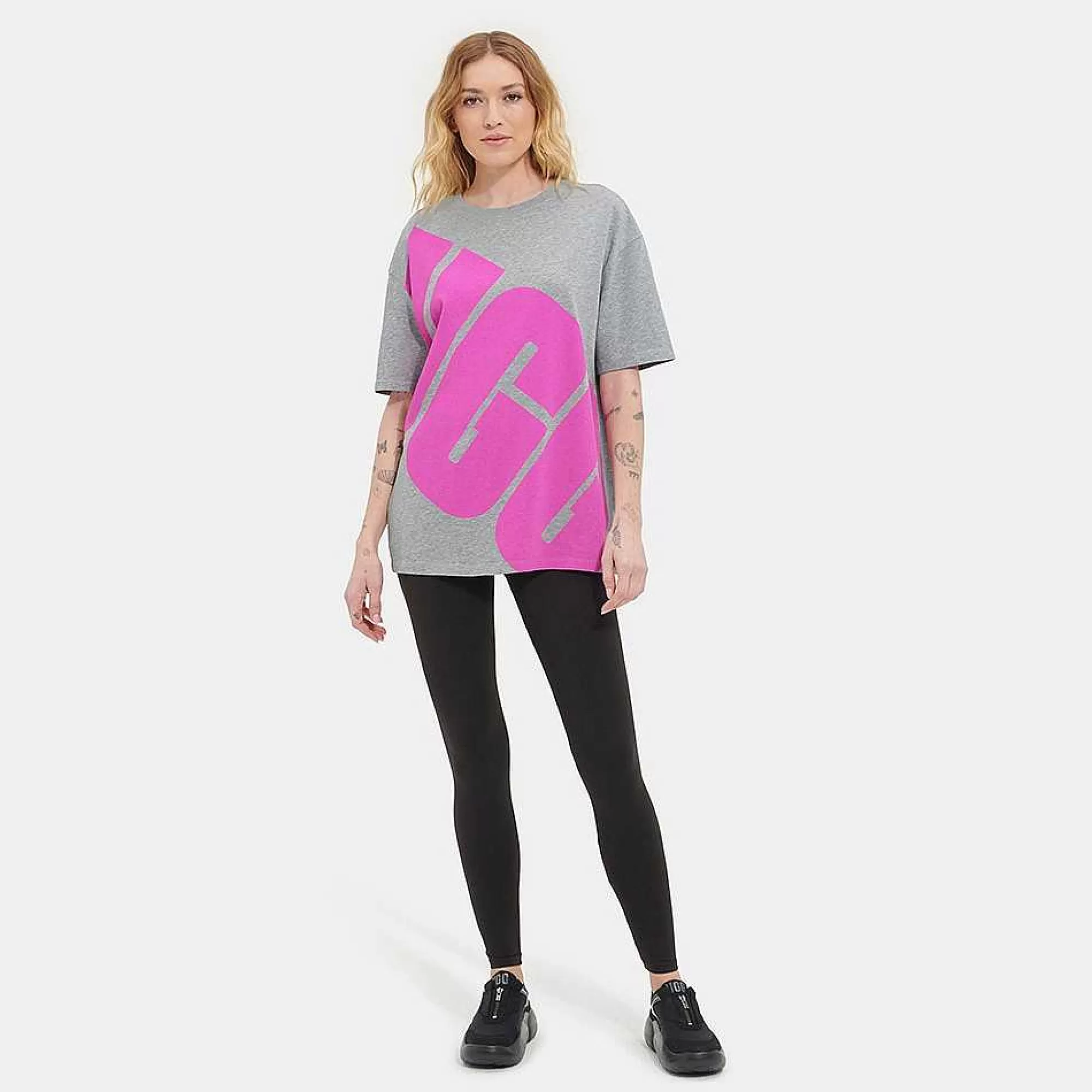 Dames UGG RTW Collection | Jacqueline-logo-T-shirt Grijs gemêleerd / Taffy roze