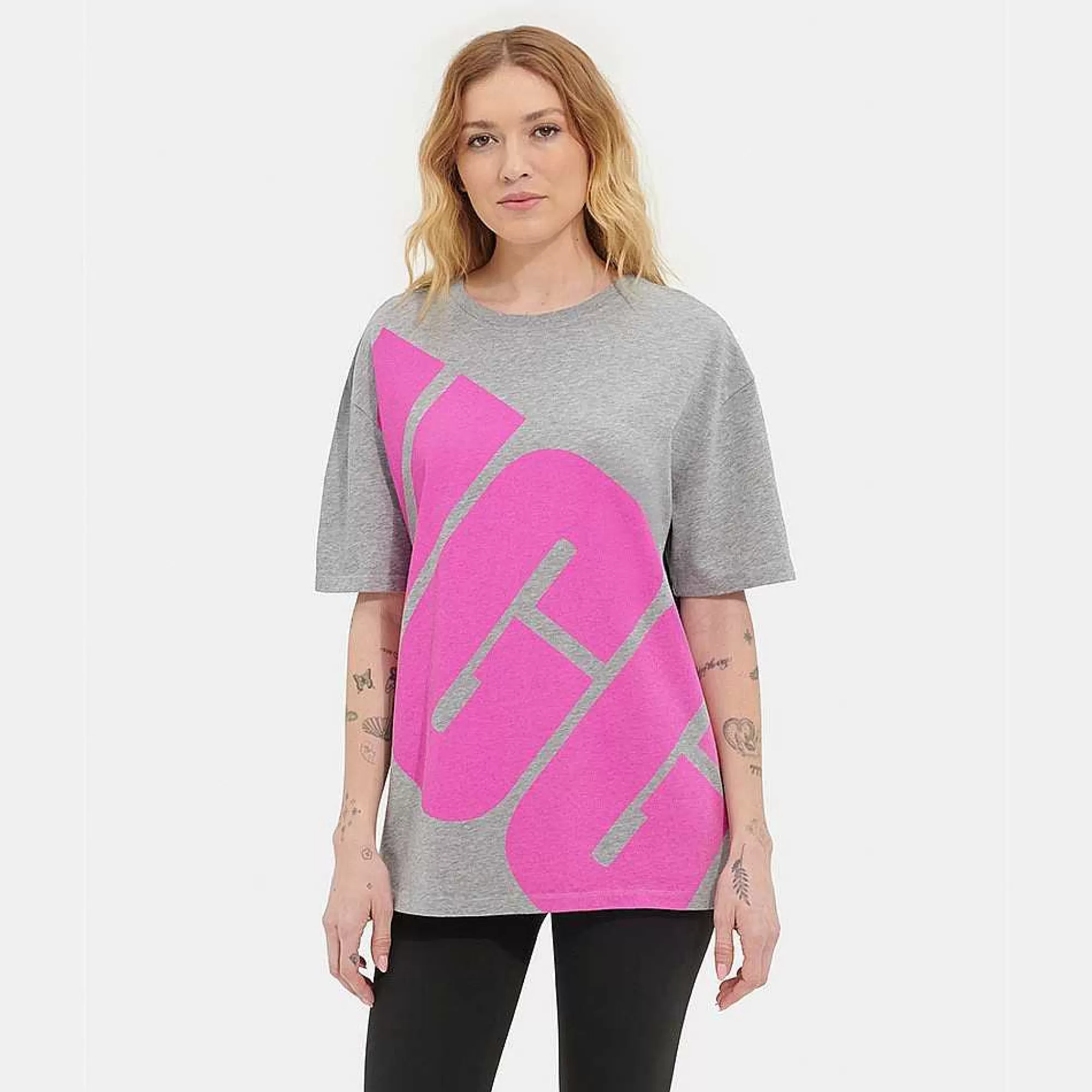 Dames UGG RTW Collection | Jacqueline-logo-T-shirt Grijs gemêleerd / Taffy roze