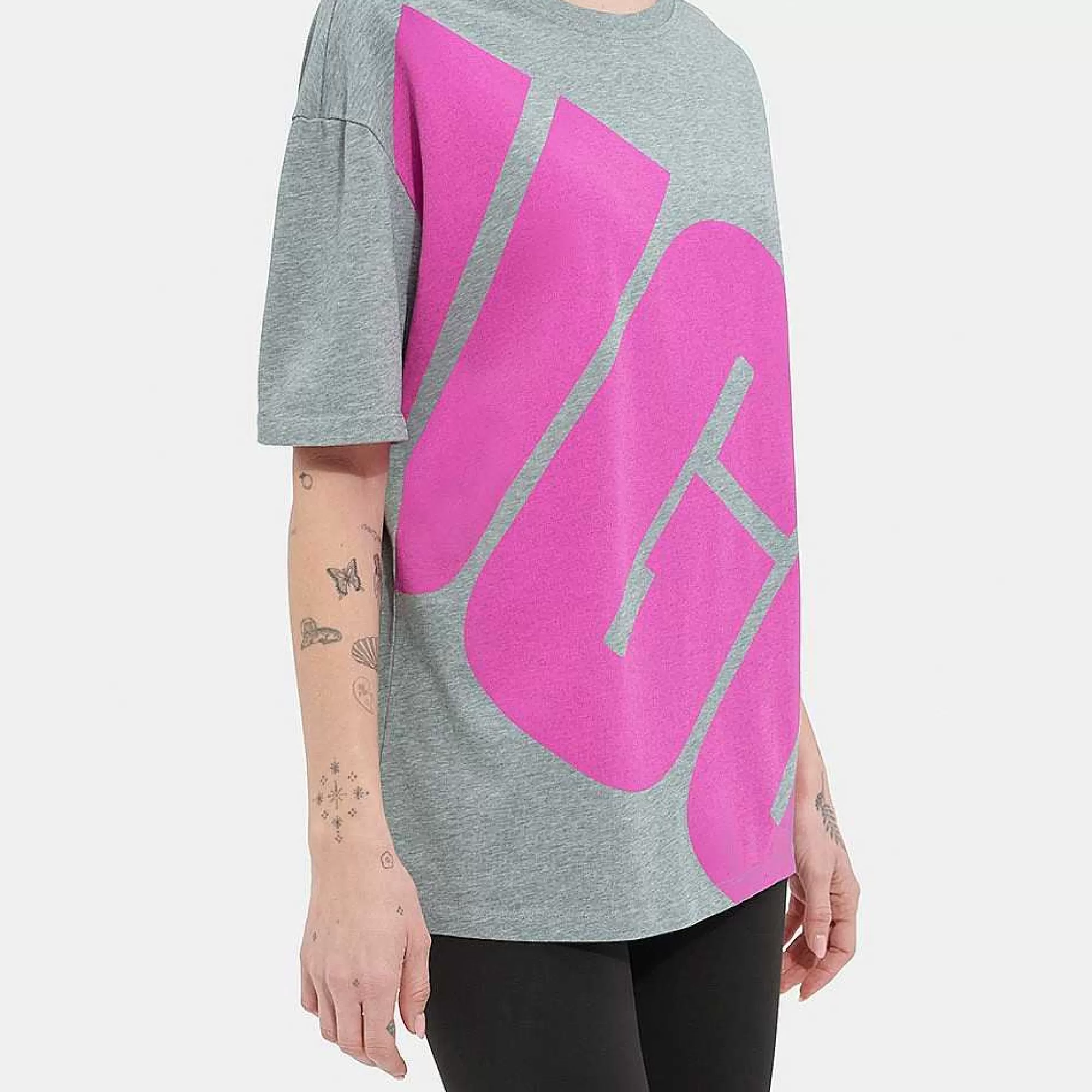 Dames UGG RTW Collection | Jacqueline-logo-T-shirt Grijs gemêleerd / Taffy roze