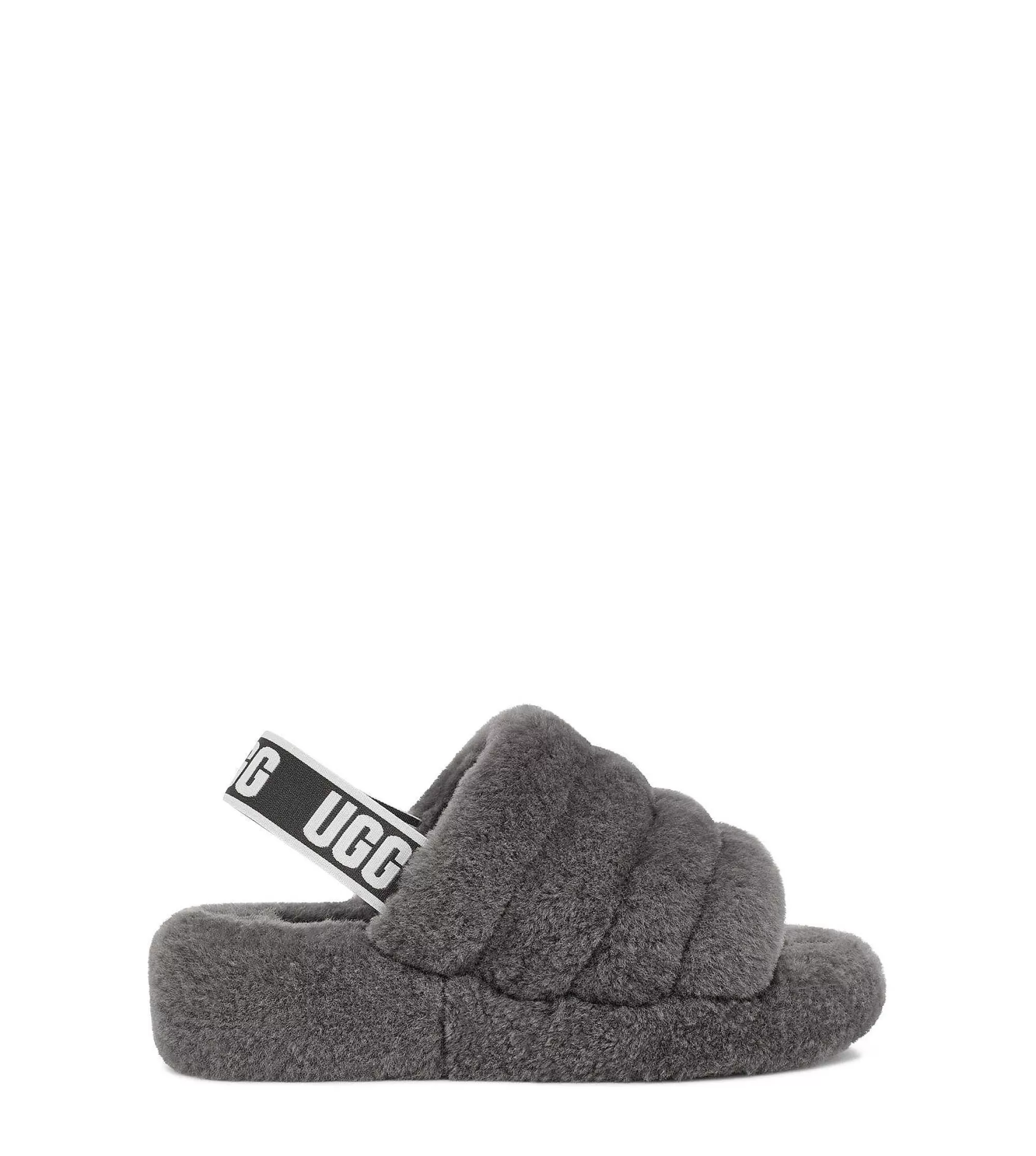 Dames UGG Slippers | Pluis Ja, glijbaan, Houtskool