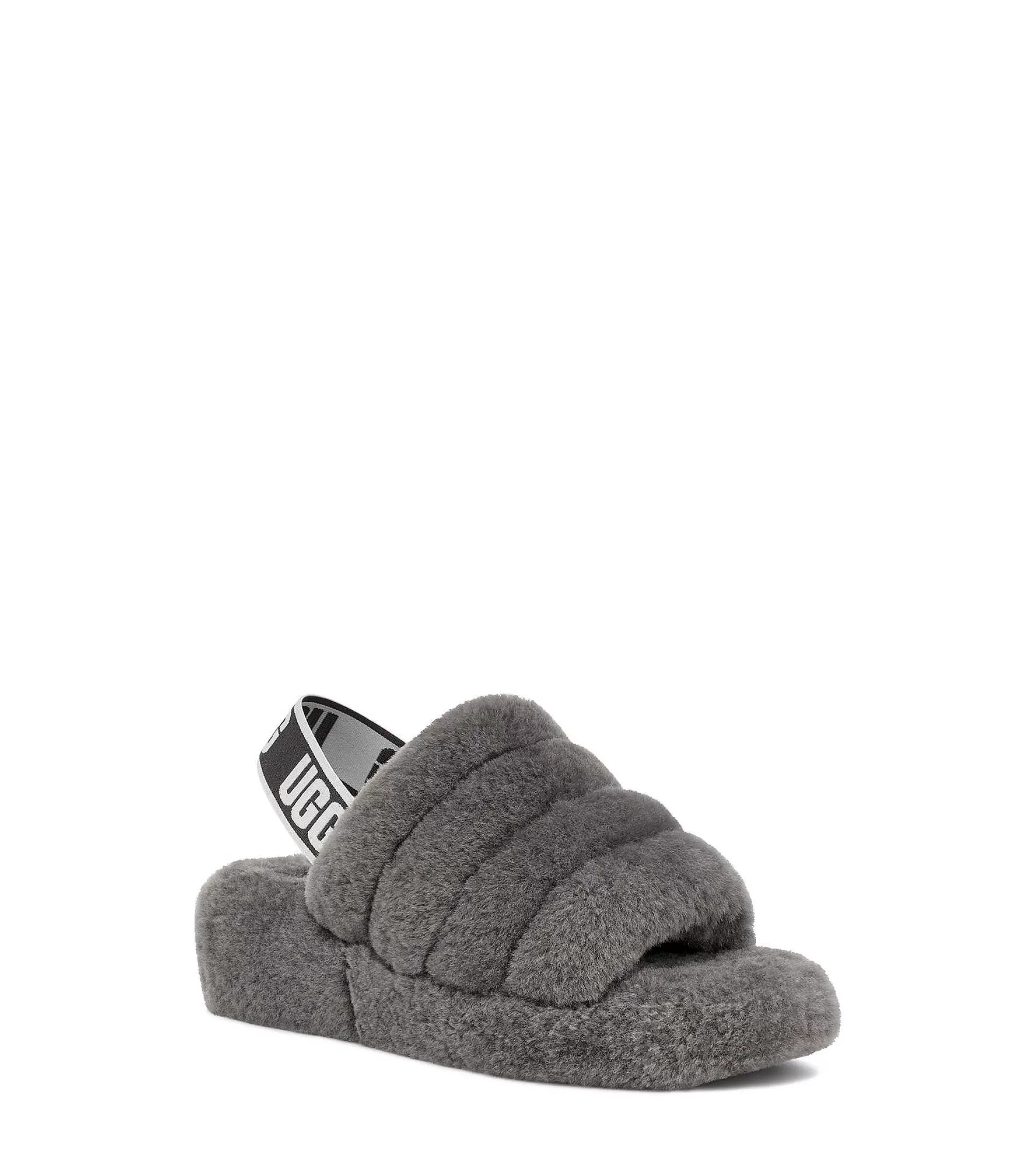 Dames UGG Slippers | Pluis Ja, glijbaan, Houtskool